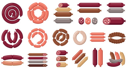 Large set of sausage products in various shapes and types. © GW
