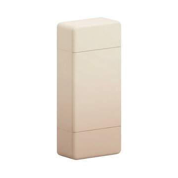Un envase cosm&eacute;tico rectangular de color beige claro con dise&ntilde;o minimalista y acabado mate, ideal para productos de belleza, cuidado de la piel o accesorios de maquillaje, presentado sobre fondo