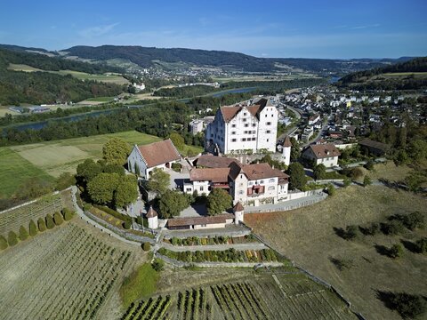 Baroque Wildegg Castle on the foothills of the Chestenberg, M&ouml;riken, Wildegg, Canton of Aargau, Switzerland