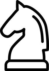 Chess Knight and Strategic Tactics Outline Line Icon for Business Planning and Game © Mananchaya