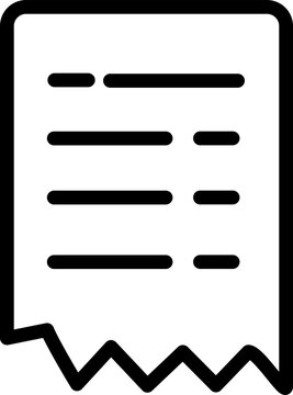 Payment Receipt and Invoice Document Outline Line Icon for Accounting and Bill