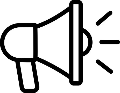 Megaphone Bullhorn and Public Announcement Outline Line Icon for Promotion and Advertising