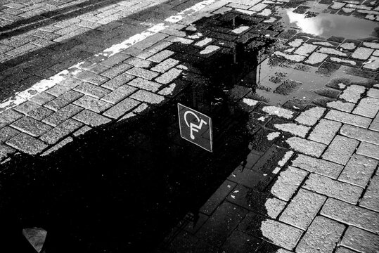 reflejo, agua, charco, pavimento, adoquines, calle, espacio urbano, ciudad, Guadalajara, Jalisco, M&eacute;xico, centro hist&oacute;rico, fotograf&iacute;a urbana, fotograf&iacute;a documental, fotograf&iacute;a art&iacute;stica, fotograf&iacute;a c