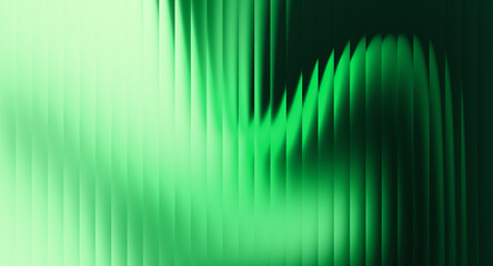 Abstract fractal green gradient background featuring vertical translucent shapes, soft light, smooth glow, and layered geometric forms © alphabeticmind