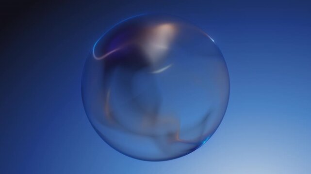 Glowing spinning energetic abstract sphere waves and particles inside. Modern, technological, 3d, colors background. Animated glowing blue ball. Virtual assistant. Abstract looped composition 
