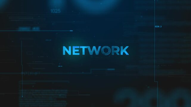 Network technology interface displaying glowing blue data points and dynamic digital motion graphics animation clip