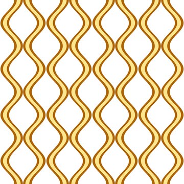 Minimalist gold and white wavy ogee line seamless pattern with clean geometric grid background