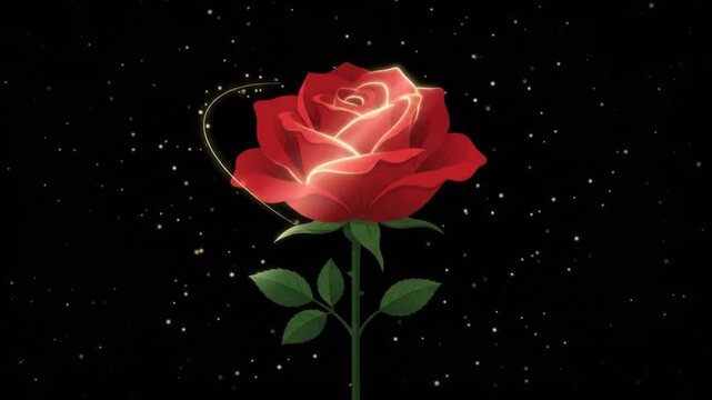 Elegant Red Rose Blooming Natural Micro-Motion Animated Vector Icon