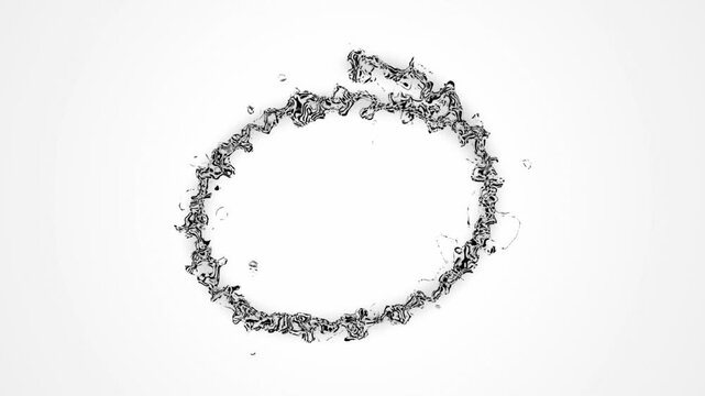Three hand drawn circular scribbles appearing on a plain white background in a horizontal row