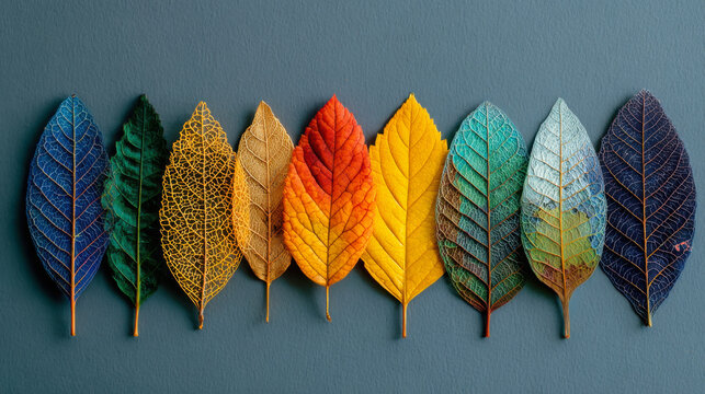 Creative layout of colorful autumn leaves
