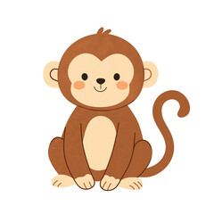 Cute Sitting Monkey Cartoon Animal Illustration © Nuriqra