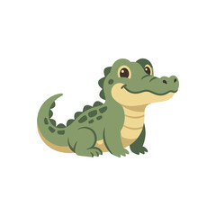 Obraz premium Cute Baby Crocodile Cartoon Character Isolated on White Background