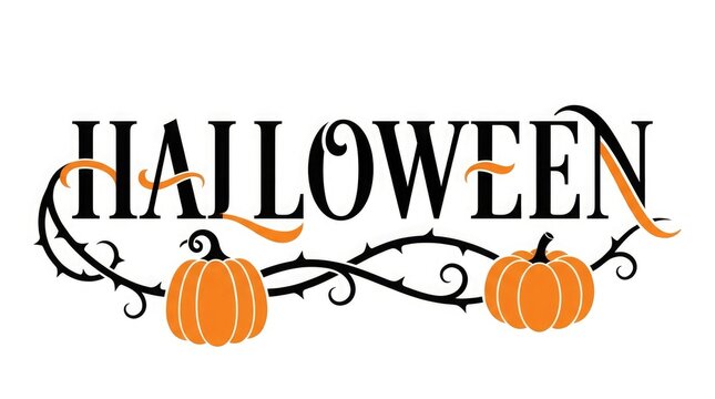 Halloween text with pumpkin illustrations