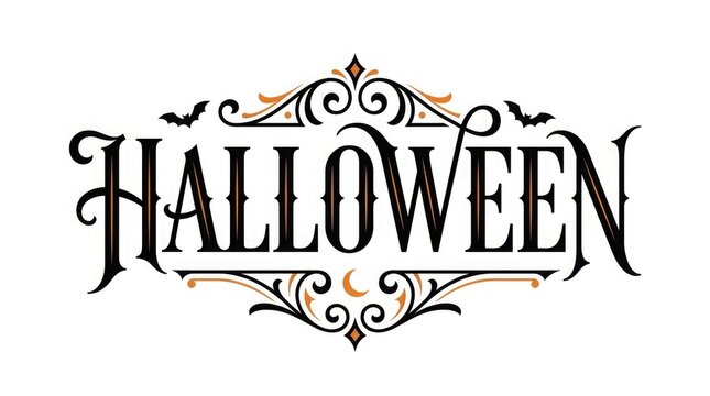 Elegant halloween decorative text with bats