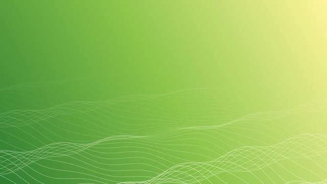 Abstract calming green gradient background with white flowing wireframe topography waves. This seamless zen motion graphic loop is perfect for eco and nature video designs.