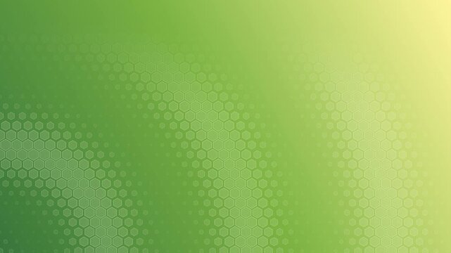 Abstract green and yellow gradient background with flowing hexagon matrix pattern. This seamless eco technology motion graphic loop is perfect for science and biology video designs.