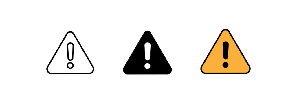 Warning sign icon set. Hazard symbols and caution signs for warnings and important information.