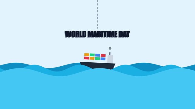 Shipping Container Ship on Stylized Ocean for World Maritime Day