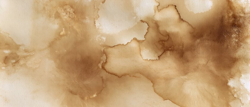 Abstract brown water stain pattern on textured paper background