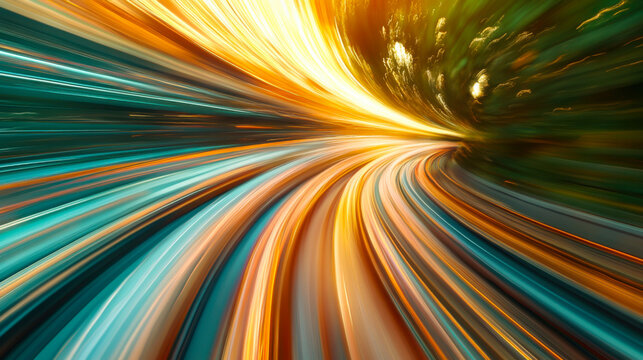 Digital graphs and hexagon grids with abstract high speed technology POV motion blur with building in background