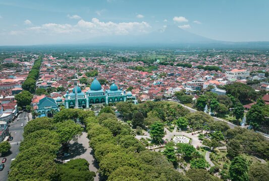Aerial view of the architectural landscape of Banyuwangi, Java, Indonesia