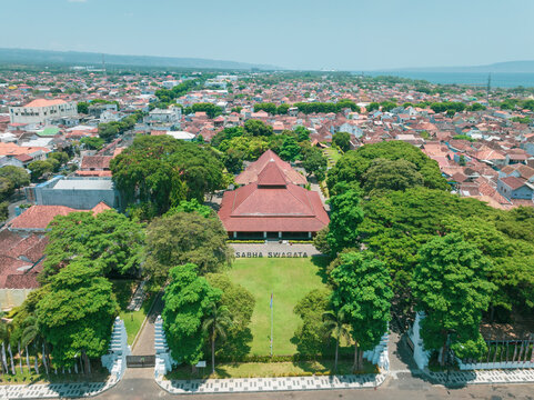 Aerial view of the architectural landscape of Banyuwangi, Java, Indonesia