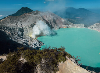 Aerial view of Ijen volcano on Java Island, Indonesia. © Kevin
