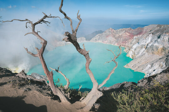 Natural landscape of Ijen volcano on Java Island, Indonesia.