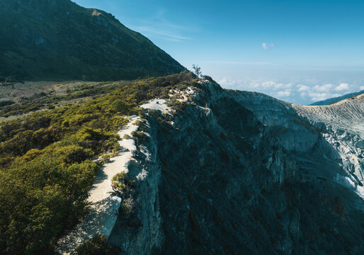 Aerial view of Ijen volcano on Java Island, Indonesia.