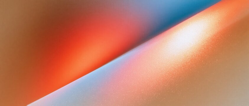Abstract gradient with warm orange and cool blue tones, soft glow and halation effect