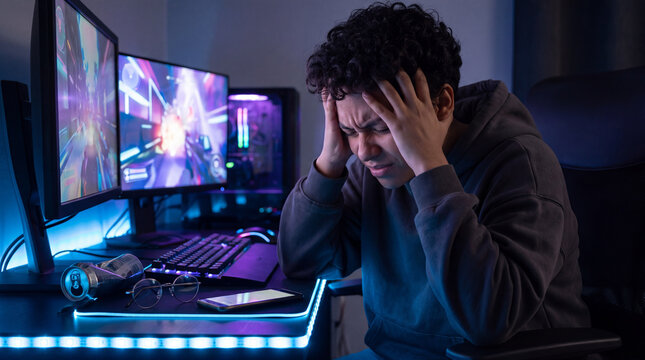 Stressed Female Student Overwhelmed by Studying in Library