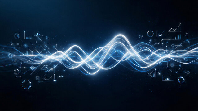 abstract blue wave Smart grid energy load balancing data abstract