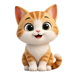 Fototapeta premium 3D Cartoon Orange Tabby Cat Sitting Isolated on Transparent Background