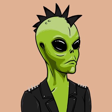 green alien monster punk
