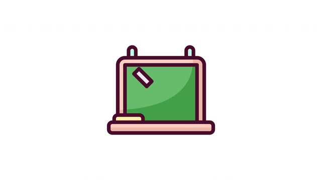 Green chalkboard icons set for education and learning