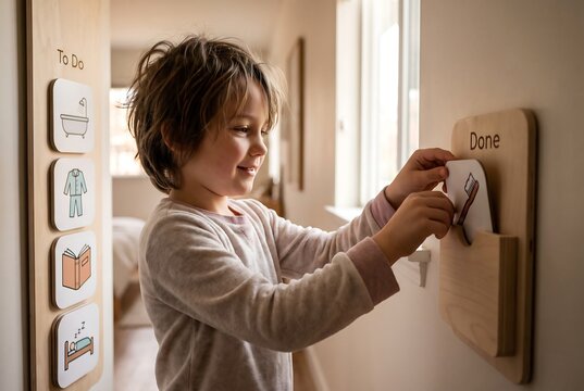 Child Washing Hands Using Visual Hygiene Routine