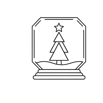 Christmas snow globe with tree and star icon