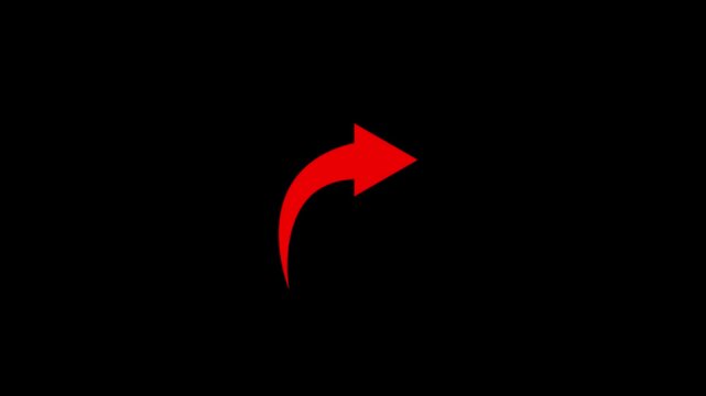 Share icon animation with curved arrow on a black background. Share icon for all social media communication.