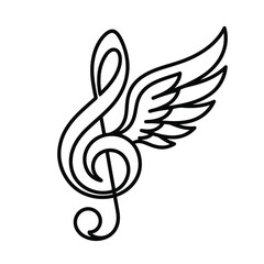 Fototapeta premium Treble Clef with Wings Icon