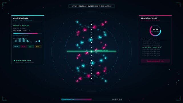 Futuristic DNA Sequencing HUD Interface Medical Technology