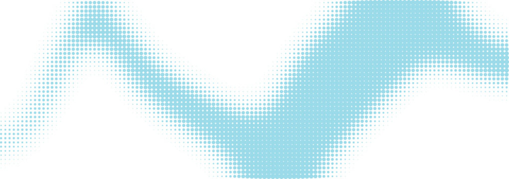 Abstract soft light blue wave shape with blurry edges isolated on transparent background, Vector