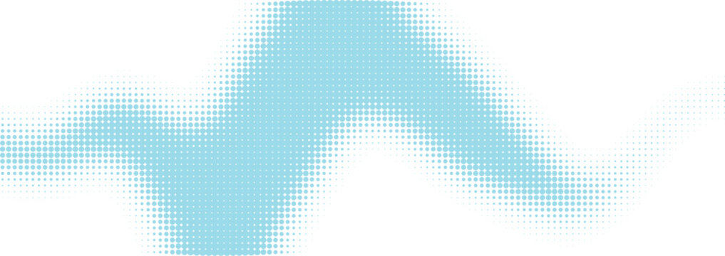 Abstract light blue sound wave shape with a soft blurred pixelated effect isolated on transparent background, Vector