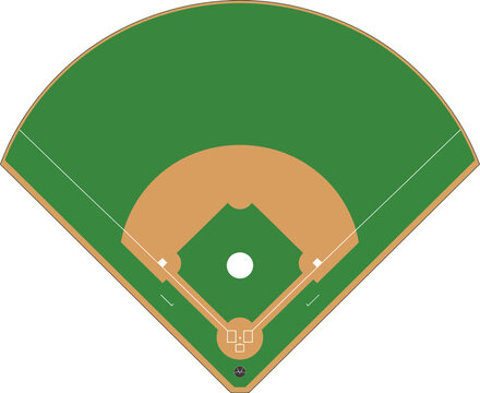 Baseball field icon, camp diamond sports sign and athletic field symbol in flat style for baseball games, recreation, stadiums, training, competitions, and vector design.
