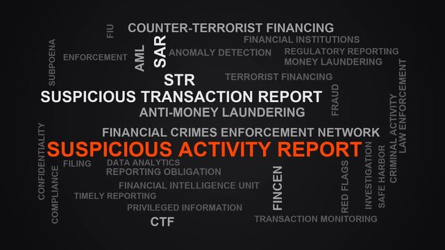Suspicious Activity Report Word Cloud