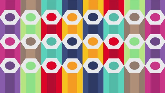 Colorful pencils topped with hexagonal erasers arranged neatly in vertical rows creating a busy vibrant rainbow textured pattern great for creative