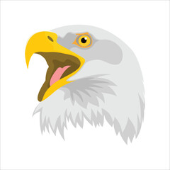Fototapeta premium Vector illustration of bald eagle head simple cartoon, suitable iluustration for logo, emblem, design, education, apps, and websites. A clean image with white background