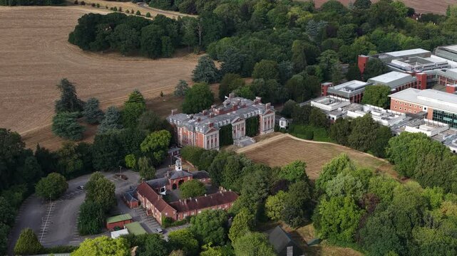 Aerial view of Hursley in Hampshire, England, a major research and development campus for software, computing, enterprise technology and innovation.