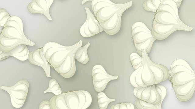 Animated Falling Garlic Bulbs on a Soft Mesh Background