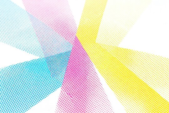 Abstract CMYK Halftone Dot Pattern, Cyan Magenta Yellow Print Array