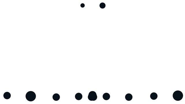 A row of spots and circles pulse and twitch at the bottom of the screen. Just two spots do the same at the top.